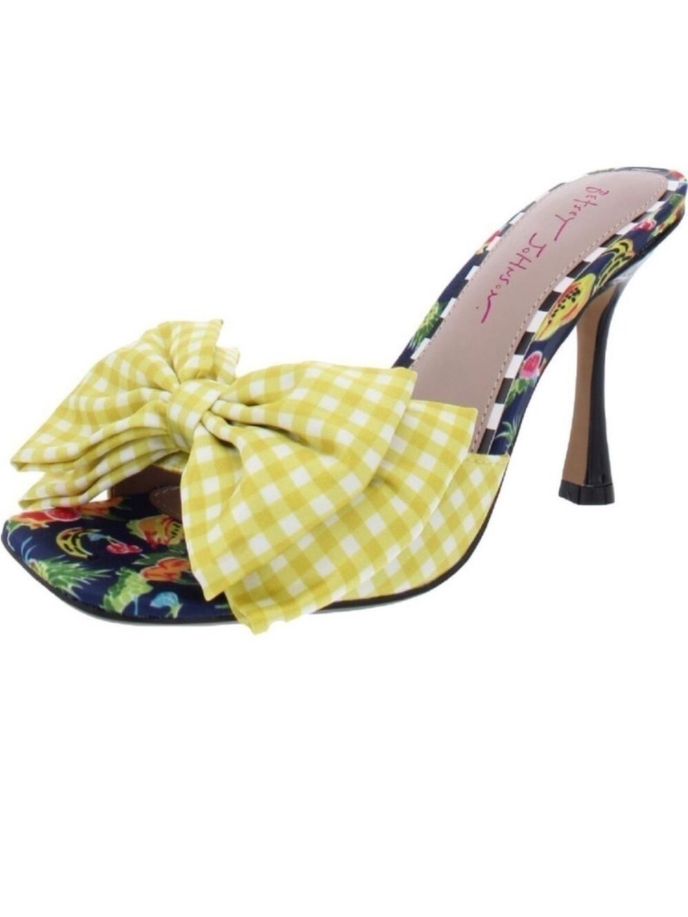 Gingham Bow Open-Toe Mule in Yellow - Picture 3 of 3
